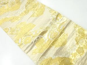 アンティーク　霞に草花・古典柄模様織出し袋帯（材料）